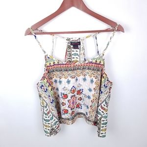 Mimmer Boho Festival Strappy Back Crop Top Sz L